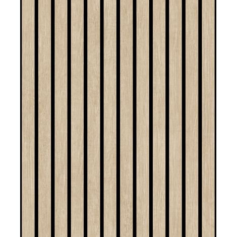 Papier peint lambris acoustique chêne naturel noir (1/2)