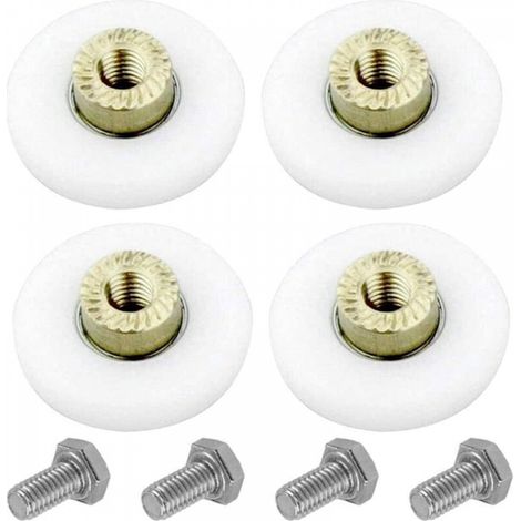 Rouleau De Porte Coulissante, 4 PCS Rouleaux De Douche, Coureurs De Douche, Rouleau Roulette Roue pour Porte de Douche Roulettes Coulissantes Porte Roue de Remplacement(20MM) (1/5)