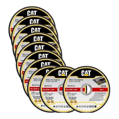 Set di 10 dischi abrasivi da taglio di acciaio inox 115x1.6mm Caterpillar da10116