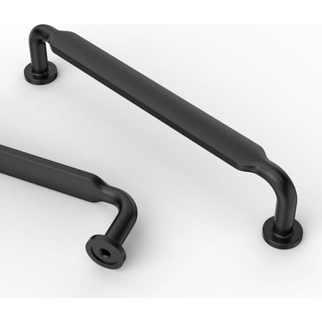 2 poignées d'armoires de cuisine noires mates (entraxe 160 mm), poignées d'armoires, poignées de tiroirs d'armoires, quincaillerie d'armoires de cuisine (1/4)