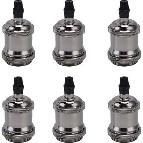 Lot 6 supports lampe suspendue – métal – E26/E27 – vis rétro – base accessoires – noir perle (1/5)