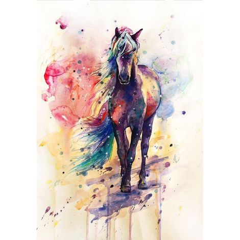 Wandkunst-Dekoration, Ölgemälde, Kunstwerk, Aquarell, Pferd, Tier, Wandbild, Zuhause, Wohnzimmer, Schlafzimmer, Dekoration (40–60 cm)