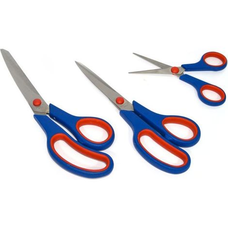 TRADE SHOP - Set 3 Pezzi Forbici Da Cucina Multiuso In Acciaio Con Manico In Gomma Ergonomico - (1/2)