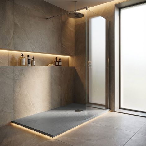 Piatto doccia in resina colore cemento 70x150 cm con griglia e piletta – Showey