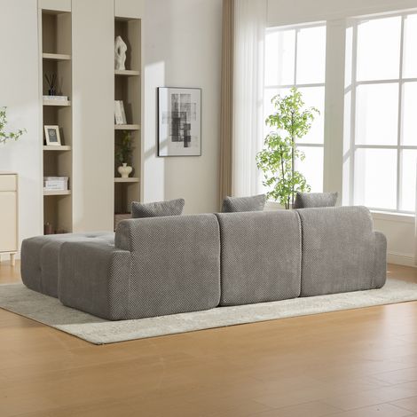 Canapé modulaire en tissu chenille gris, rembourrage mousse 30D haute résilience, facile à déplacer, base antidérapante, idéal salon et pièces. (1/5)
