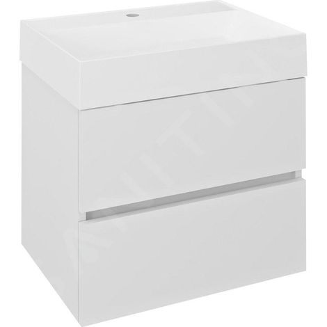 Sapho Odetta - Meuble-vasque, 57x50x44 cm, 2 tiroirs, blanc brillant DT060-3030 (1/5)