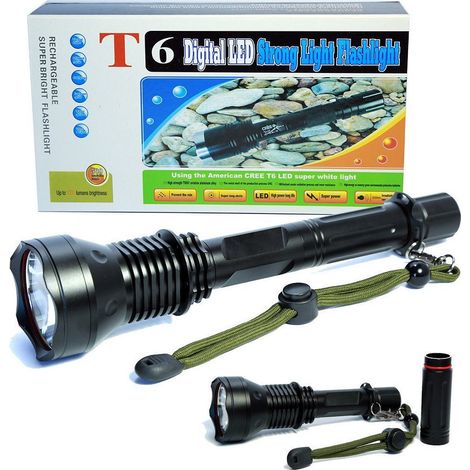 Lampe Torche Tactique Led Cree T6 étanche Et Rechargeable Avec Rallonge Xmlt6 (1/5)