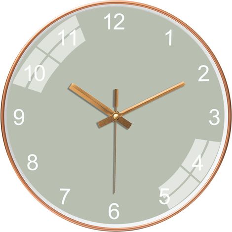 Cyslmuk – Horloge murale silencieuse ronde 12 pouces – Cadran clair chiffres arabes – Décoration moderne pour salon et chambre