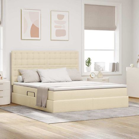 Bett mit Stauraum und LED mit LED Creme 180 x 200 cm Polyester (1/5)
