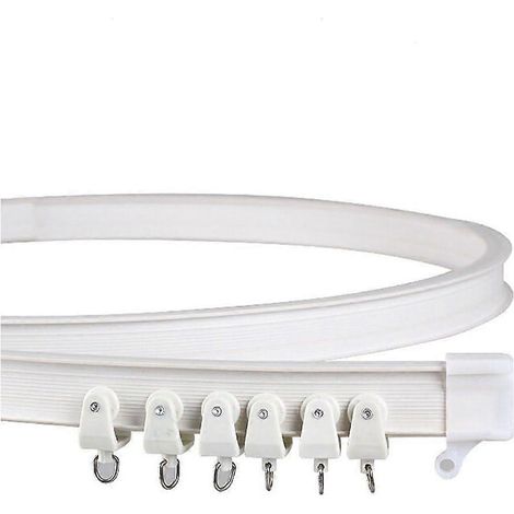 Tringle à rideaux pliable en alliage métallique et plastique flexible, fixation plafond 100 cm, blanche (1/5)