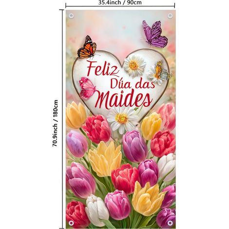 Décoration florale tulipe pour la fête des mères : rideau de porte extérieur, fanion - 90 x 180 cm - 11