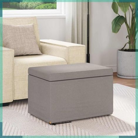 876762 Tabouret Taupe 61 x 41 x 40 cm Tissu et bois stratifié (1/5)