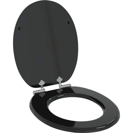 Soft-Close Toilettensitz Schwarz 44 x 38 cm MDF-Platte