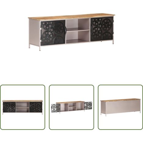vidaXL Rangement tv - Meuble TV 120x30x40 cm Bois de manguier brut (1/5)