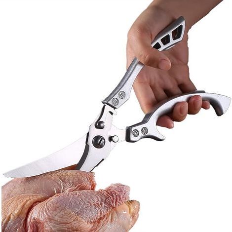 Küchenschere aus Edelstahl – Scharfe Klingen für Hähnchen, Geflügel, Fisch und Fleisch – Ergonomische Griffe, 25 cm (1/5)