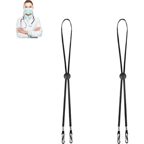 2-teiliges Set aus verstellbarer, schwarzer, rutschfester Gesichtsmaske und winddichter Mütze mit Riemen (1/5)