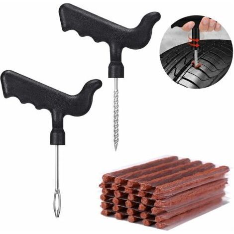 32-teiliges Reifenreparaturset – Selbstvulkanisierende Schlauchlos-Reparaturstopfen – Reparaturwerkzeug für Autos, Motorräder und SUVs – Strapazierfähiger Naturkautschuk (1/5)