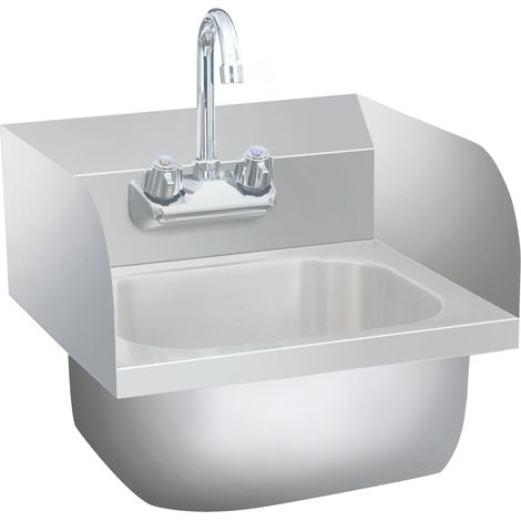 Commercial Hand Wash Sink with Faucet Stainless Steel vidaXL