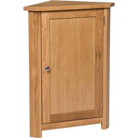 Hallowood Furniture Waverly Oak Small Corner Cabinets for Living Room, Wooden Small Corner Cupboard with 2 Adjustable Shelves, Bedroom and Kitchen Display Cabinets, Oak Furniture (1/5)