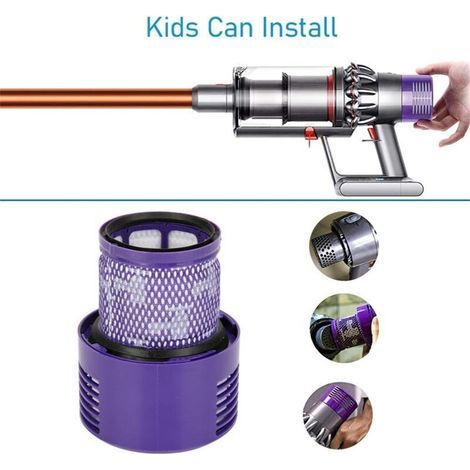 Filtre V10 SV12 pour Dyson V10 Absolute Animal Motorhead Total Clean, Filtre de Rechange Lavable Cyclone V10 avec Brosse de Nettoyage, Remplacer DY-969082-01 (2 pièces) (1/3)