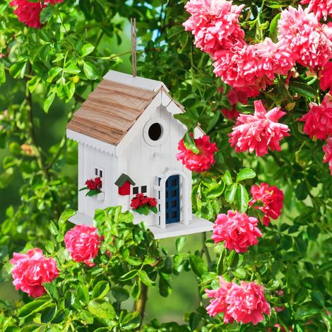 Casa Nido Para Pájaros + Comedero Y Baño - Colgante Exterior De Jardín - Caja Multicolor A Prueba De Depredadores (Garden Mile)