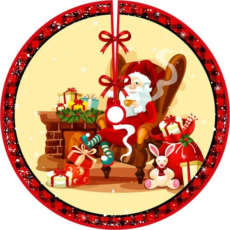 Jupe de sapin de Noël, décoration imprimée pour le bas du sapin, décoration de fête, jupe de sapin Qj-16 (1/5)