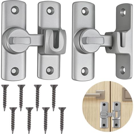 2 Stück Türriegel aus Aluminiumlegierung Schnappriegel Riegel Tür und Türverriegelung Innen für Badezimmer, Schlafzimmer, Schiebetür, Fensterriegel (1/5)