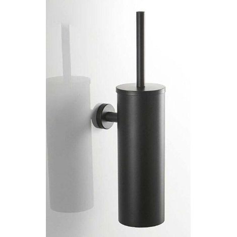 Brosse WC Inox- Brosse Toilette et Supports, Anti-goutte, Antibactérienne, Balayette WC Ventilée, Séchage Rapide sans Odeur, Balai WC Montage Mural/au Sol, Salle de Bain et WC Noir (1/4)