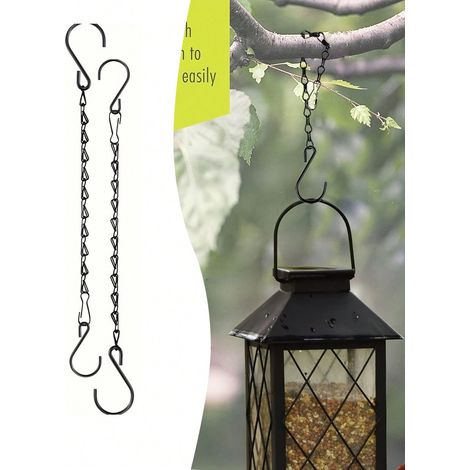 Crochets métalliques, Chaînes métalliques pour suspendre les plantes avec crochets en S, Crochets de suspension multifonctions pour plantes, mangeoires à oiseaux, lanternes, carillons éoliens, Noir -2 (1/5)