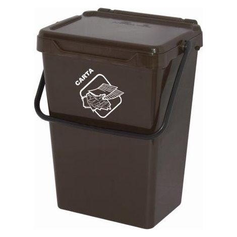 cassonetto in plastica marrone con coperchio per raccolta differenziata, 35 lt (1/5)