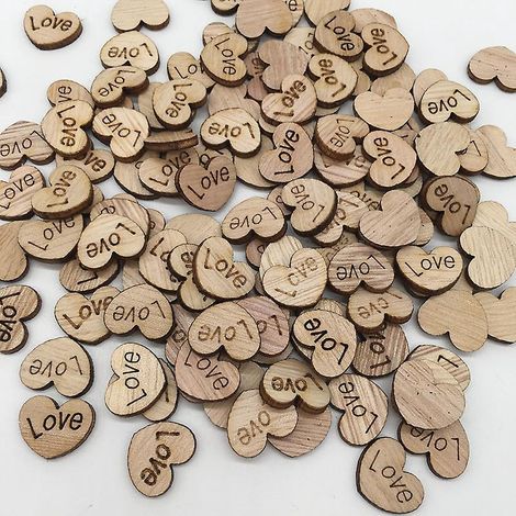 100 Mini Modles D'amour En Tranches En Forme De Coeur En Bois Simples Artisanat D'art Pour La Dcoration De Fte De Mariage (1/5)