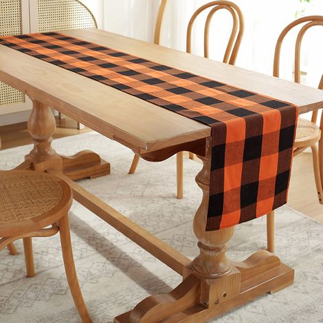 Table Runner - Cotton Buffalo Check - Farmhouse Style - For Dining Table Kitchen Banquet Outdoor Use - 1 Piece (1/5)