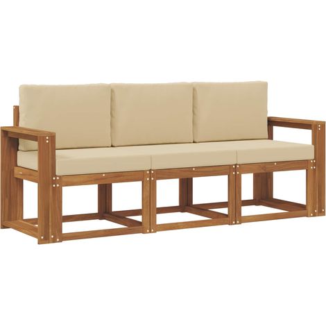 Ensemble de canapés d'extérieur 3 pcs Salon de jardin Naturel et Beige (1/5)