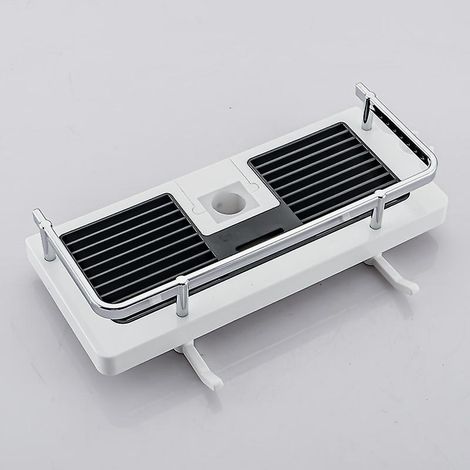 Étagère de douche pour barre de douche - Sans perçage, avec système de fixation - Porte-savon et shampoing (1/5)