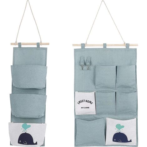 2 Modles De Sac De Rangement Mural En Lin (vert) Avec Petites Poches Pour La Maison Et Le Bureau (1/5)