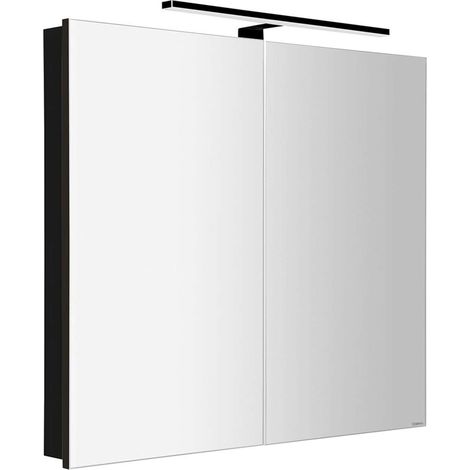 Sapho Greta - Armoire miroir avec éclairage LED 81x70x14 cm, 2 portes, noir mat GR085-0035 (1/4)