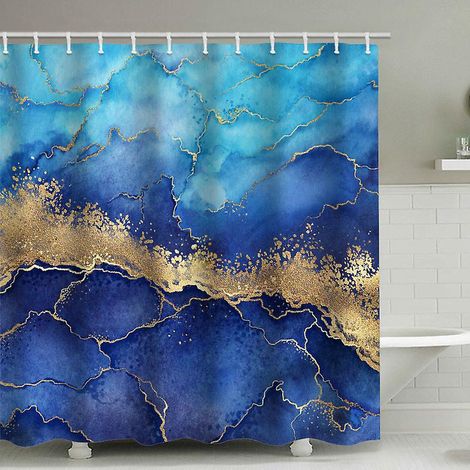 Rideau de douche imperméable perle nacrée salle de bain 180x200 cm, anti-moisissure, crochets inclus (1/5)