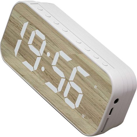 Nouvelle mini enceinte Bluetooth sans fil avec finition miroir, réveil avec télécommande, enceinte connectée, blanche (1/5)