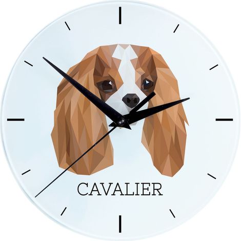 Cavalier King Charles Spaniel - orologio da parete geometrico con foto e iscrizione di Art-Dog (1/4)
