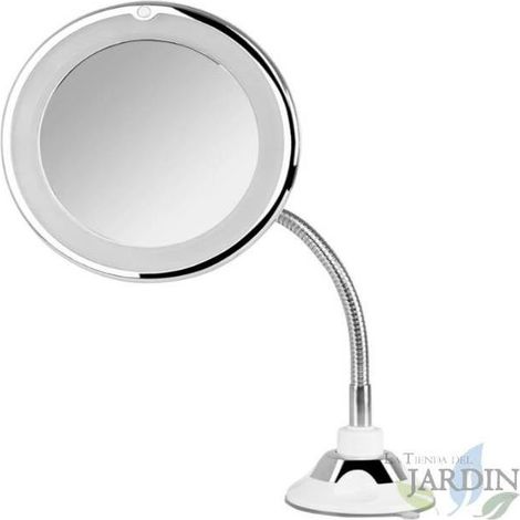 Miroir de maquillage mural de 17 cm avec lumière LED circulaire. Support de table
