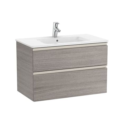 MUEBLE UNIK THE GAP 800X460 LAVABO BLANCO DOS CAJONES ROBLE CITY TEXTURIZADO