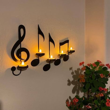 Chandelier de style européen orné de notes de musique - applique murale pour un dîner romantique aux chandelles - chandelier en fer forgé (1/3)