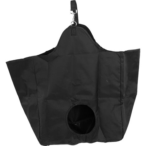 Sac à foin en tissu Oxford pour chevaux, portable et idéal pour l'extérieur, avec anneaux métalliques noirs. (1/5)