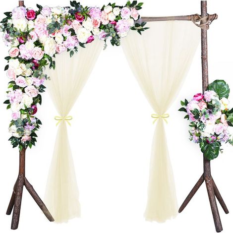 Décoration de fenêtres pour les réceptions de mariage, les chambres, les espaces extérieurs, rideaux en maille semi-transparente (1/5)