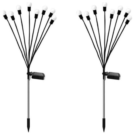 Lot de 2 lucioles solaires à 8 LED - Étanche - Étoiles - Pour jardin, allée, paysage, extérieur - Lumière chaude [Classe énergétique A+++] (1/5)