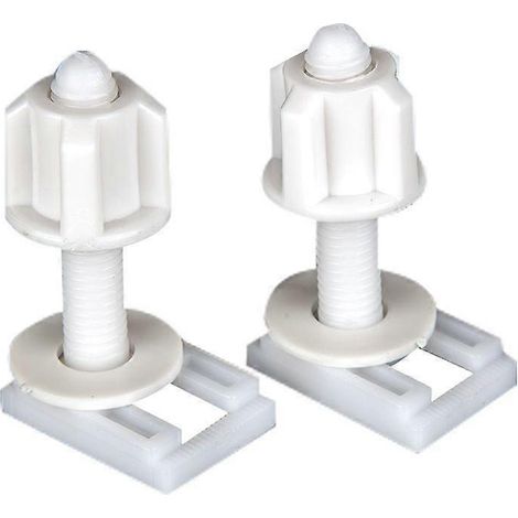 Kit de réparation pour abattant de toilettes : 1 paire de boulons et vis de rechange en plastique pour charnières, avec écrous (blanc, 56 mm). (1/4)