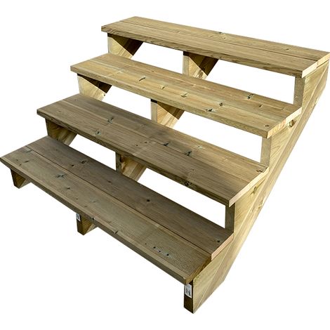 Außentreppe Holz H71cm 4 Stufen, Breite 140cm, OHNE Setzstufen