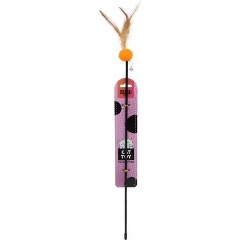Bubu Pets Juguete para gatos Caña de pescar con pelota y pluma de 55 cm - Caña de pescar con pelota y pluma de 55 cm
