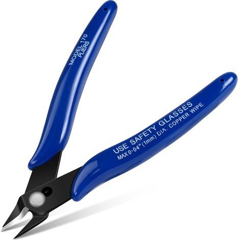 Miniature wire cutters, precision wire cutters, flat wire cutters for power tools, suitable for hard, soft and very thin wires, blue (1/5)