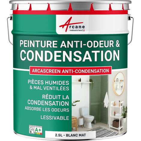 Arcane Industries – Peinture anti condensation et anti odeur 2.5 L – Finition mate pour murs et plafonds – Réduit moisissures et odeurs – Application facile (1/5)
